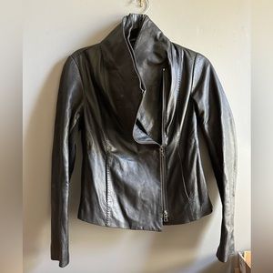 Vince Shawl Collar Black Leather Jacket Small